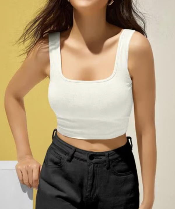 BASIC WHITE SQUARE NECK TOP